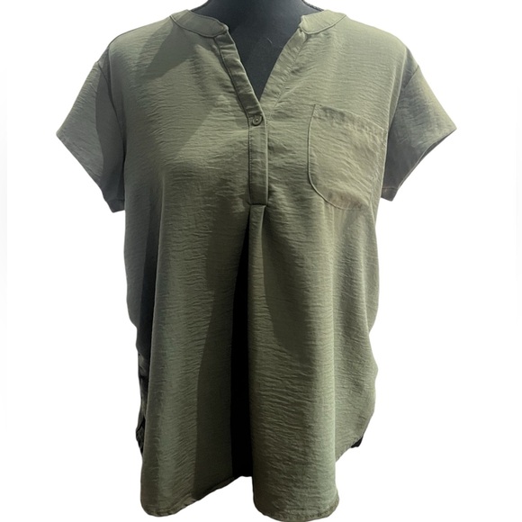 Misia Army Green Short Sleeve Blouse - Picture 2 of 7